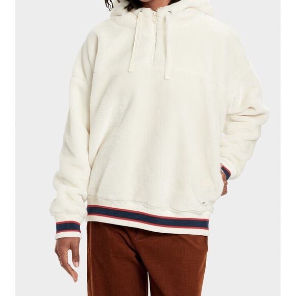 UGG Kailani Sherpa Hoodie CREAM Hooded Sweater Sz M - Picture 5 of 10
